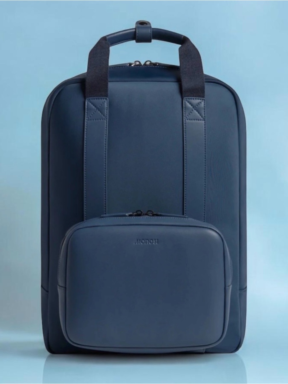 MONOS Metro Backpack In Blue with quick Snap Modular Kit System.